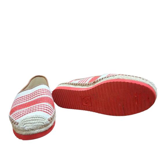 Michael Kors Mathilde Espadrille Heavy Canvas Women Shoes Red White Stripe Woven - Picture 6 of 7